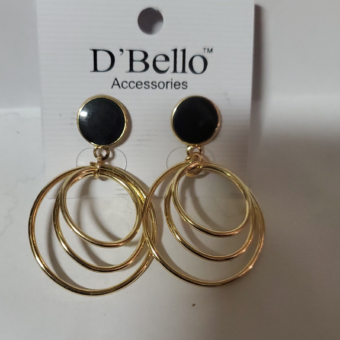 Gold And Black Double Hoop Earrings